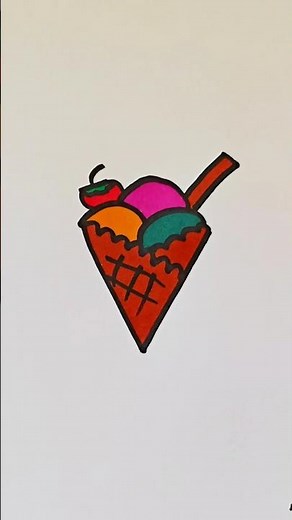 How to Draw Ice Cream Step by Step 🍦✨ #DrawingTutorial #EasyArt #artshorts #artinstruction #draw