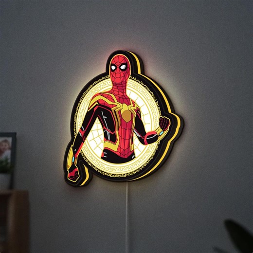 Spiderman LED Lightbox, 3D Wall Decor, Superhero Room Accent, Comic Book Fan Gift, Boys Bedroom Sign, Dimmable Lamp - Etsy