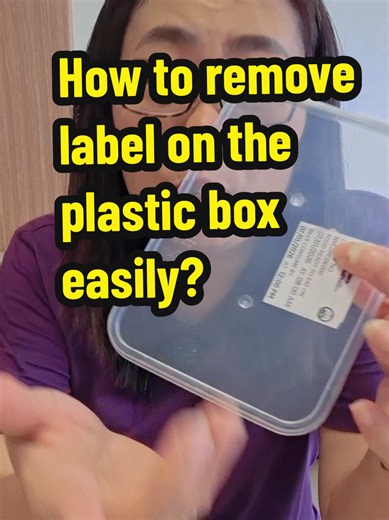 How to remove label on the plastic box easily? #CreateToWin #label #sticky #lifehack #tiktok
