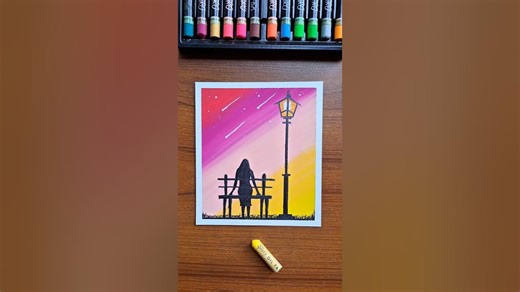 😍 Easy Girl Drawing | Oil Pastel Art #artshorts #easytutorial #acrylicpainting #oilpasteldrawing