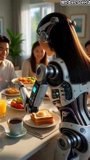 “Robot Girl Serves Breakfast to the Whole Family! 🤖🍳 | Futuristic Morning