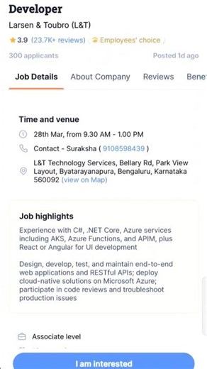 🚨 L&T Hiring .NET Full Stack Developers | Bangalore Jobs 2026