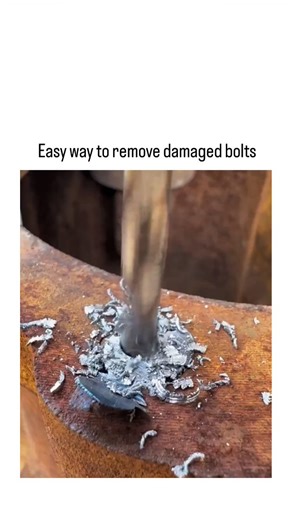 @memevibeonly123 on Instagram: "Instagram illustrates a common DIY bolt removal technique: grinding off the damaged head, drilling a pilot hole, and using a left-hand spiral extractor to unscrew the remnant, effectively freeing a severely rusted bolt in under 30 seconds. With over 5 million views and 4,000 likes, the post resonates as a quick fix for mechanics and hobbyists, though multilingual replies express doubt, citing frequent failures without precise centering or lubricant like cutting oi