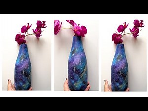 DIY Bottle Art|Plastic bottle decoration ideas|Quick and easy galaxy acrylic painting for beginners