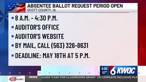 Absentee ballot request period open for primary election, Scott County auditor says