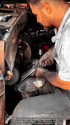 Metal Finishing Work Tool Using Bench Grinder Wire Brush #worktool