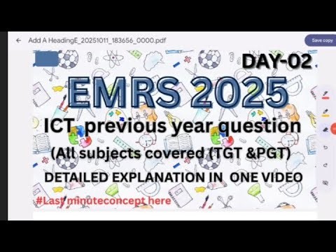 EMRS 2025 ICT | Practice 10 PYQs with Explanation | Part 2 | EMRS PGT/TGT #emrs#emrs2025#sehar