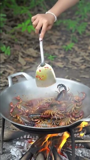 Fried Insects in the Forest | Wild Food Cooking & Tasting