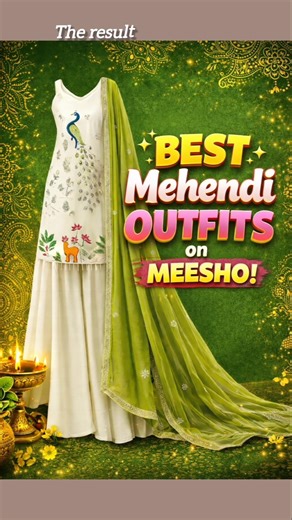 Mehndi Outfit Kurti Set from Meesho 💚 | Budget Mehndi Look Under ₹500 #shorts