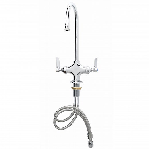 T&S B-0300 Deck Mounted Single Hole Pantry Faucet with Flex Inlets, 5 1/2" Swivel Gooseneck Nozzle, and Eterna Cartridges