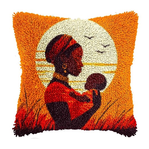 DIY Latch Hook Pillow Kit: African Woman Hold Baby Under Sunset Stamped Design - Etsy