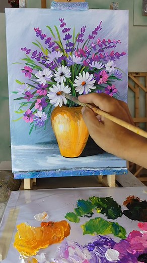 344K views · 6.9K reactions | Daisy painting tutorials #daisypainting #flowervase #drawingtutorial | Nguyễn Văn Hoà Art | Facebook