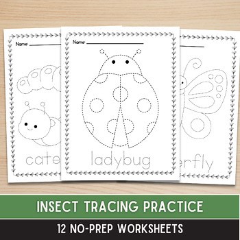 Bug Themed Tracing Worksheets, Insect Prewriting Activity Pages