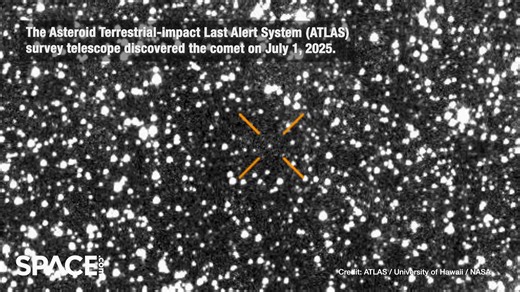 41K views · 534 reactions | Recently discovered interstellar comet 3I/ATLAS have been captured using the European Southern Observatory's Very Large Telescope (VLT). The Asteroid Terrestrial-impact Last Alert System (ATLAS) survey telescope discovered the comet on July 1, 2025. Read more https://space-com.visitlink.me/KI-OBo Credit: Space.com | footage courtesy: ESO/O. Hainaut/ATLAS/University of Ohio/NASA | edited by Steve Spaleta | Space.com | Facebook
