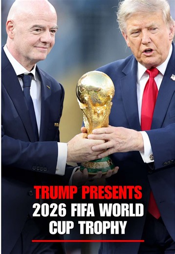 President Trump and FIFA President Gianni Infantino present the FIFA World Cup trophy to Spain after its 1-0 extra-time victory over Argentina in the 2026 World Cup final. Ferran Torres scored the decisive goal in extra time as Spain captured its second men's FIFA World Cup title before the trophy presentation at New York New Jersey Stadium in East Rutherford, New Jersey.