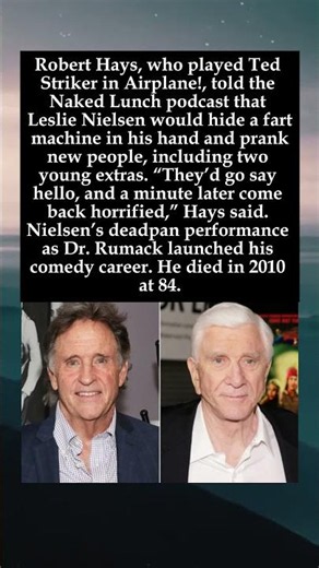 Leslie Nielsen Used a Fart Machine to Prank Extras on Airplane! Set, Robert Hays Recalls #shorts