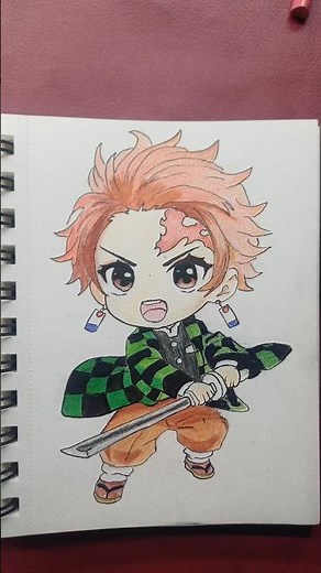 Demon Slayer But Make It Cute 😭⚔️ | Tanjiro Chibi Art #artshorts