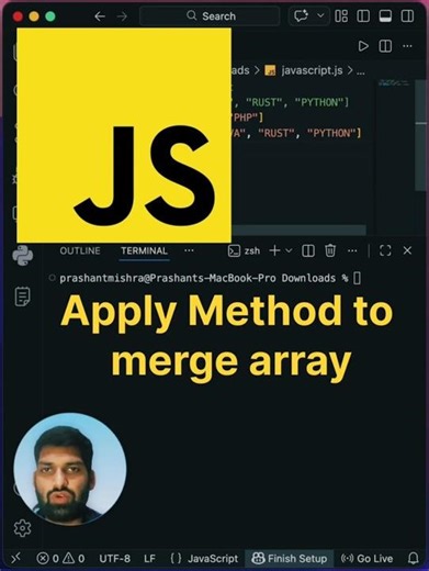 Javascript Merge Array using Apply Method | Javascript Interview Question #array #dsa #javascript