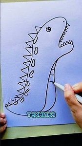 Educational drawing for children: Dinosaur from hand