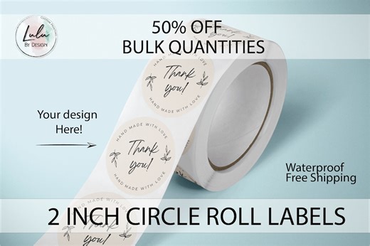 2 Inch Circle Product Labels on Roll: Weatherproof BOPP - Etsy