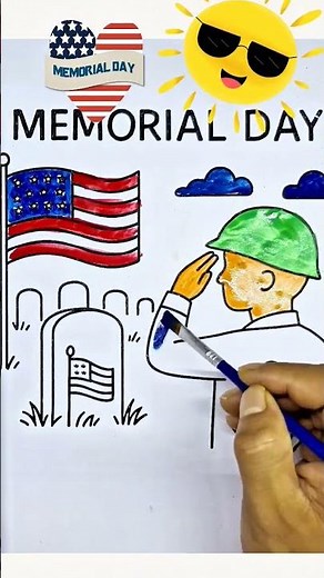 "Easy Memorial Day Drawing Tutorial | How to Draw a Soldier and Flag | Kiddo Color Club"