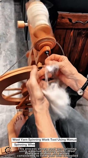 Wool Yarn Spinning Work Tool Using Manual Spinning Wheel #worktool
