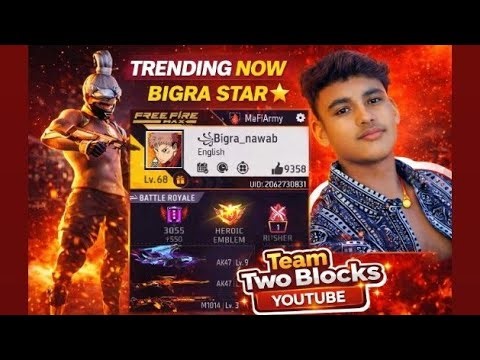 Team two blocks ( #Bigrastar ) free Fire Live gaming youtube #Teamtwoblocks