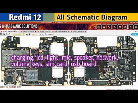 Redmi 12 all schematic diagram, charging, lcd, light, mic, speaker, network, volume keys, sim