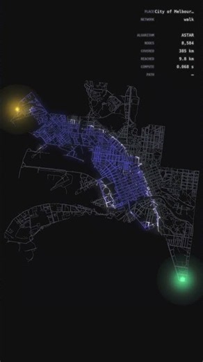 How GPS Finds the Best Route | AStar Algorithm Visualization #algorithms #coding #codinginterview
