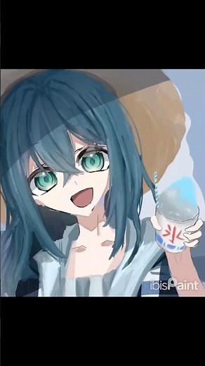 「かき氷いる？」って感じのイラスト描いてみた！#夏 #イラストメイキング #デジタル #shorts #かき氷 #厚塗り #陰キャ #麦わら帽子 #イラスト