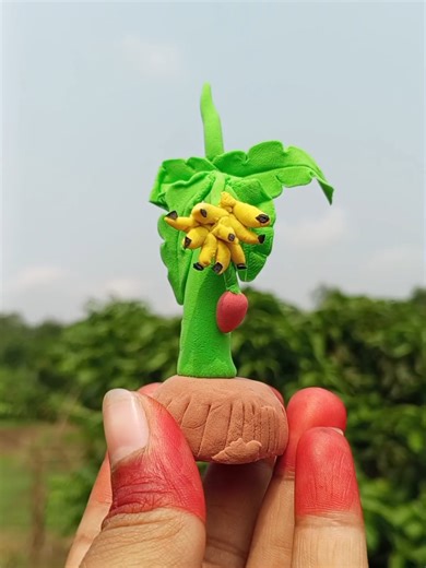 Easy Banana Tree Craft Using Clay