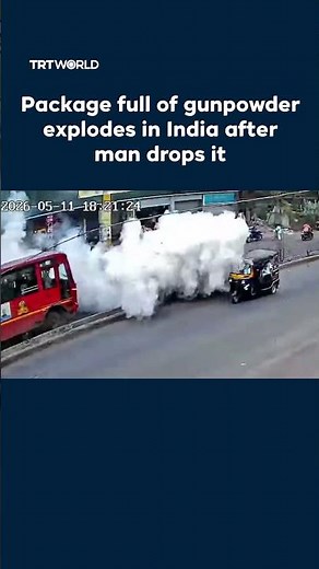 Package full of gunpowder explodes in India after man drops it