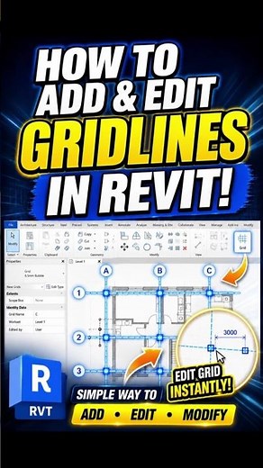 How to Add Gridlines in Revit #Shorts #revit #architecture