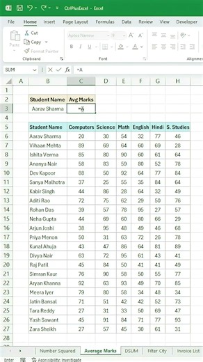 Calculate Student Average Marks Instantly in Excel! 📊