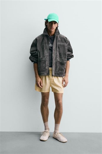 GEACĂ RELAXED FIT DIN PIELE ȘMUIRE