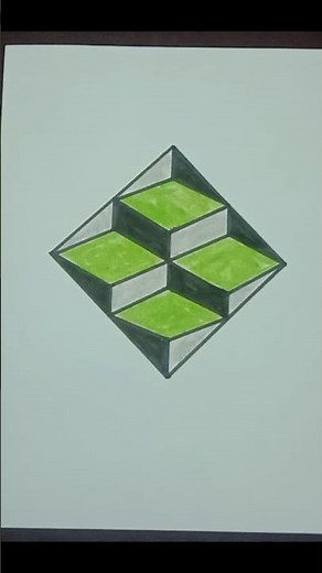 3D shape art lesson over paper without cutting #drawing #artclass #artwork