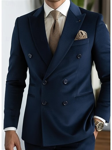 Men's Business Business Suits Notch Lapel Black Brown Formal Solid Colored Tailored Fit 2 Piece 2025