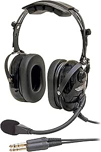 ASA AirClassics HS-1A Pilot Headset Durability - 23 dB Noise Reduction - Noise-Canceling Mic - Stereo/Mono - Gold-Plated Plugs Essential Aviation Headset - General Aviation Headsets for Pilots