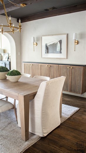 Taryn Whiteaker Designs on Instagram: "Comment BUFFET to learn how I built this DIY floating buffet in our dining room using IKEA cabinet bases. Definitely a fav project in this house! #ikeahack #diy #diyersofinstagram #diyproject #neutralhome"