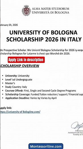 University of Bologna Scholarship 2026 in Italy 🇮🇹 (Application Process)