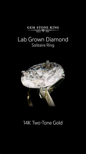 Oval Cut Lab Grown Diamond Solitaire Ring in 14K Gold by Gem Stone King Jewelry / E-F, VS1-VS2, IGI
