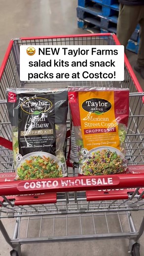 🤩 NEW @YourTaylorFarms salad kits and snack packs are at Costco! This includes their Asian Cashew Salad, Mexican Style Street Corn Salad, and their veggies dip snack packs! 👏🏼 You’ll definitely want to try these, they’re all so good! 😋 Their Asian Cashew Chopped Salad is my new favorite! It has deliciously bold, Asian-inspired flavors! It’s made with savoy cabbage, green cabbage, romaine, carrots, and celery. Toppings include crispy wonton strips, sesame seeds, cashews, almonds, cilantro, an