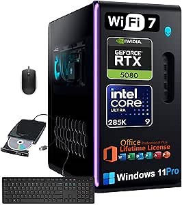 Dell Alienware Aurora Gaming Desktop - Intel Ultra 9 Series 285K • GeForce RTX 5080 16GB GDDR7(Beats RTX 4090) • 32GB DDR5 RAM, 2TB SSD, 2TB HDD • Wi-Fi7 • w/DVD Drive