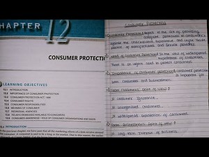 Notes For Class 12 Business Studies Chapter 12 Consumer Protection (notes in description)