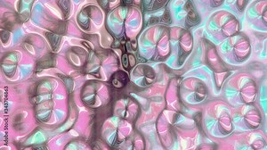 Bright light iridescent colourful metallic texture in abstract trendy holographic background. Pink, blue and azure color wavy reflection surface. Looped 3d rendering motion graphic in 4K.