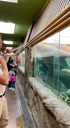 Dateline: Metropolitan Zoo - April 14, 2025 A routine feeding demonstration turned into absolute chaos when a massive python decided it had enough of its enclosure. Security footage captures the terrifying moment the reptile lunges, causing the safety glass to explode into the viewing area. The sheer power of that impact is unbelievable. Watch the zookeeper freeze as the giant snake slithers right over his legs! Visitors scrambled for the exits, and thankfully no one was seriously hurt. That kee