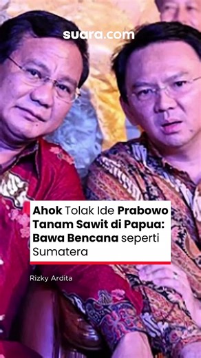 Mantan Gubernur DKI Jakarta Basuki Tjahaja Purnama atau Ahok tidak setuju dengan wacana Presiden Prabowo Subianto soal penanaman sawit di Papua. Menurut Ahok, penanaman sawit hanya akan membawa Papua pada kondisi yang sama dengan Sumatera yang diterpa bencana. “Jadi kata nenek saya, jangan tukar beras dengan ubi,” ujar Ahok lewat akun YouTube-nya. #ahok #basuki #tjahaja #purnama #sawit #kelapasawit #news #suaradotcom