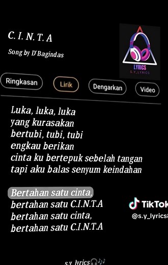 C.I.N.T.A Lirik Lagu D'Bagindas - Cinta