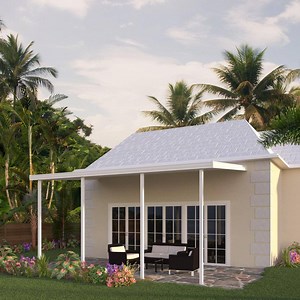 Integra 28 ft. x 14 ft. White Aluminum Frame Patio Cover, 4 Posts 10 lbs. Snow Load 1251006701428