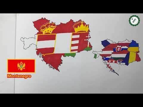 Drawing Austro-Hungarian Empire flag map | Austria-Hungary with modern borders flag map drawing
